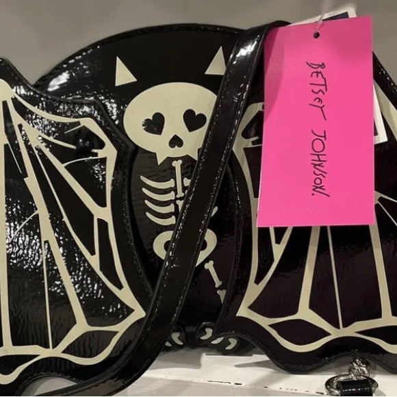 Betsey Johnson Glow in the Dark Bat Wing Skeleton Purse - Picture 2 of 5